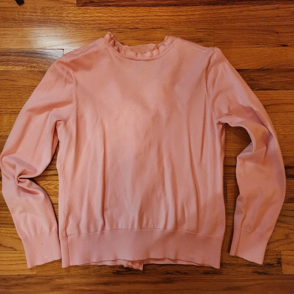 Chap's Pink Ruffle Button Up Sweater L - Picture 3 of 4